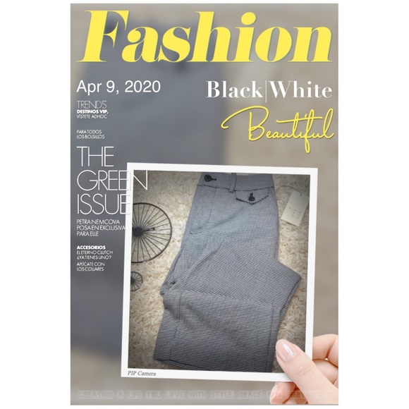 Black|White Houndstooth Kick Flare Crop Ankle Pant - Picture 5 of 8